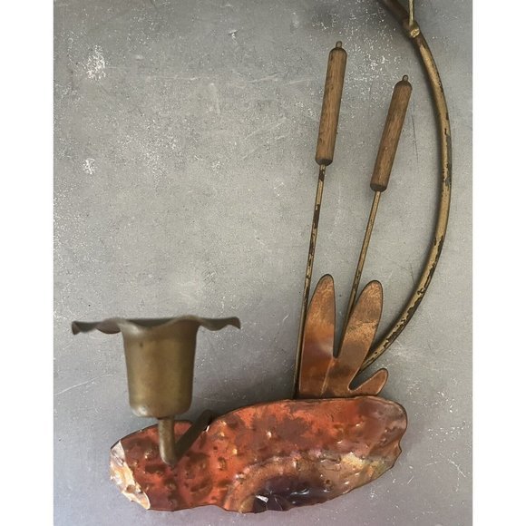 VINTAGE MCM SEAGULLS METAL WALL HANGING BIRDS CANDLE HOLDER BRASS SET OF 2 - Picture 4 of 11